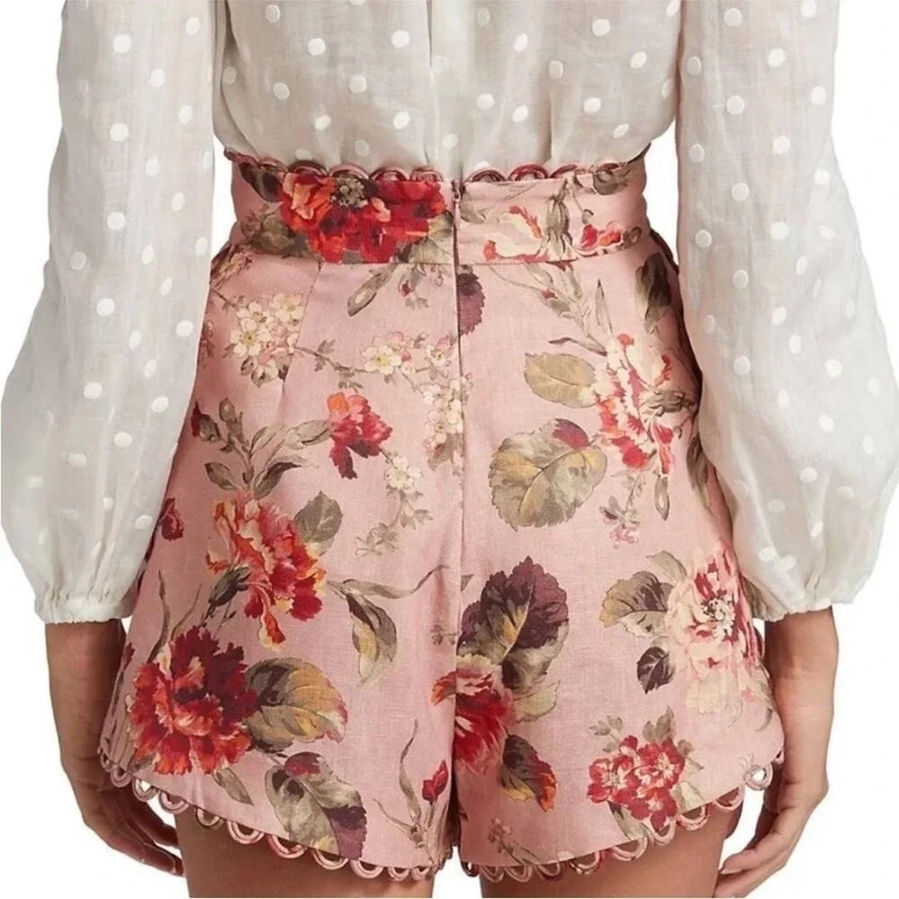 ZIMMERMANN Cassia scallop shorts in floral musk size 1